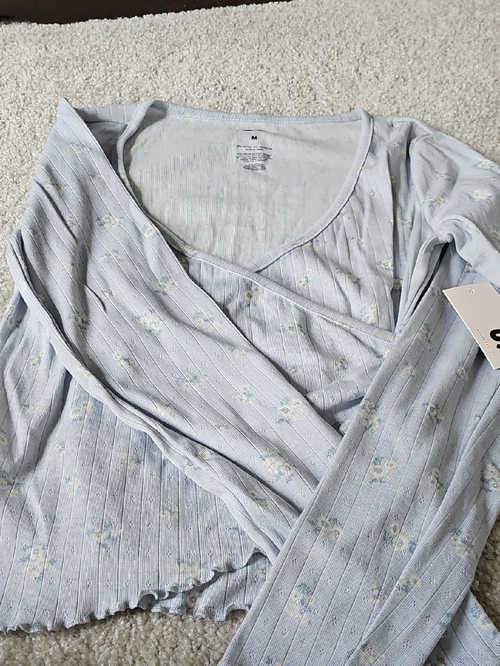 Light blue Floral Cropped Top